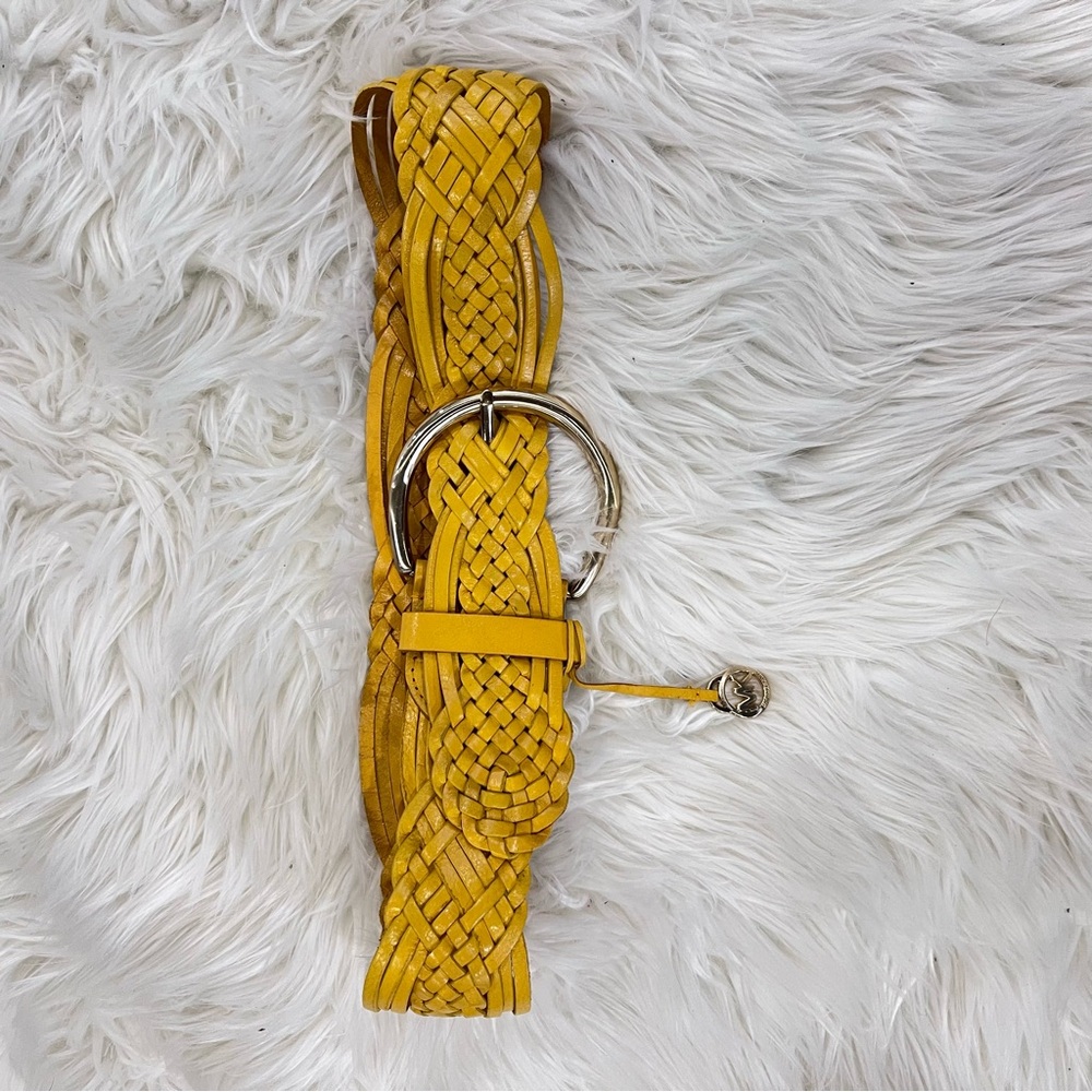 Michael Kors Mustard Yellow 100% Genuine Leather Belt - good Condition - Braided